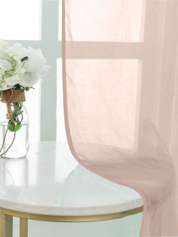 Urban Space - Sheer Curtain for Window with Eyelets & Tieback-Beige (Set of 2)