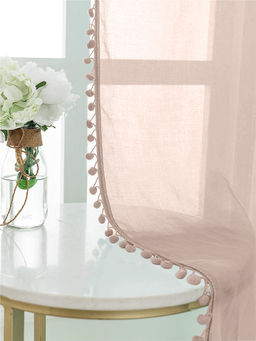 Urban Space - Sheer Curtain for Window Eyelets & Tieback-Light Beige (Set of 2)