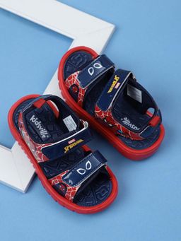 Kidsville - Official Marvel Comics Spiderman Printed Navy Blue Sandals for Kids
