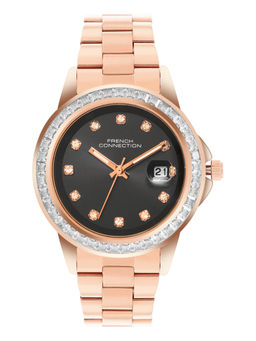 French Connection - Black Dial Analog Dated Watch for Women (FCH26RGM)