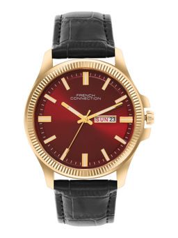 French Connection - Maroon Dial Analog Day Date Watch for Men (Fcn0121Bl)