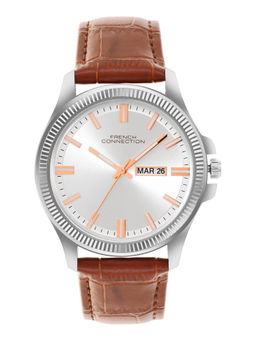 French Connection - Silver Dial Analog Day Date Watch for Men (Fcn0121Brl)