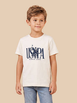 U.S. POLO ASSN. - Off White Cotton Crew Neck Regular Fit Typography Half Sleeves T-Shirt