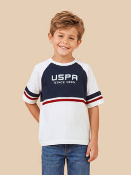 U.S. POLO ASSN. - Off White Cotton Crew Neck Oversized Fit Colorblock Half Sleeves T-Shirt
