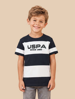 U.S. POLO ASSN. - Navy Blue Cotton Crew Neck Regular Fit Colorblock Half Sleeves T-Shirt