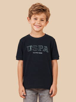 U.S. POLO ASSN. - Navy Blue Cotton Crew Neck Regular Fit Typography Half Sleeves T-Shirt