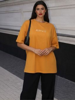 RIGO - Women Printed Cotton Drop Shoulder Oversized T-shirt