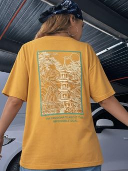 RIGO - Women Printed Cotton Drop Shoulder Oversized T-shirt