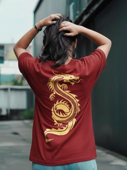 RIGO - Women Printed Cotton Drop Shoulder Oversized T-shirt