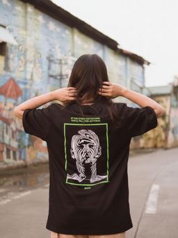 RIGO - Women Printed Cotton Drop Shoulder Oversized T-shirt