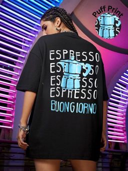 RIGO - Women Printed Cotton Drop Shoulder Oversized T-shirt