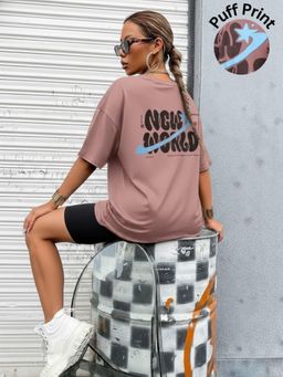 RIGO - Women Printed Cotton Drop Shoulder Oversized T-shirt