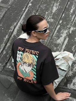 RIGO - Women Printed Cotton Drop Shoulder Oversized T-shirt