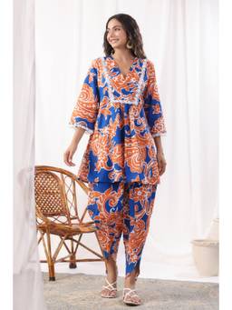 EverBloom - Women Rust Cotton Printed Co-Ord (Set of 2)