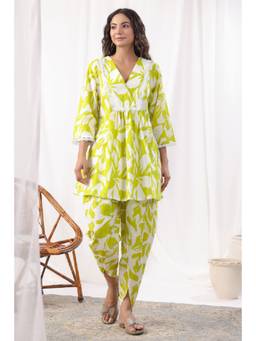 EverBloom - Women Yellow Cotton Printed Co-Ord (Set of 2)