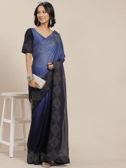 Odette - Blue Designer Ombre Coloured Art Silk Saree with Unstitched Blouse