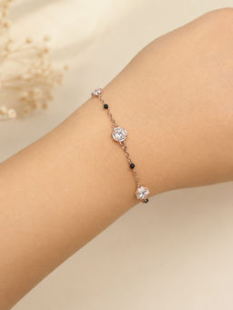 RUHA JEWELS - Eternal Spark Rose Gold Silver Adjustable Mangalsutra Bracelet