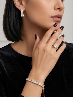 NUI - Gold Plated White Adjustable Jewellery Set for Women and Girls