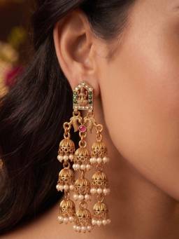 NUI - Gold Plated Kashmiri Drop Earrings for Women