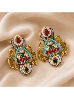 Viana Jewels - Meher Pachi Kundan Drop Earrings