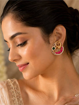 Viana Jewels - Aabha Handcrafted Pachi Kundan Stud Earrings