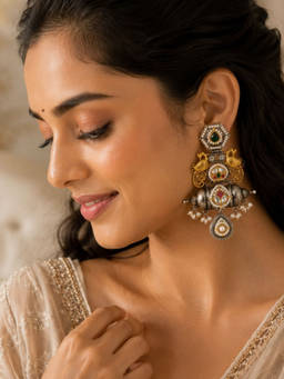 Viana Jewels - Vaidehi Bridal Pachi Kundan Drop Earrings