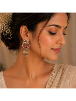 Viana Jewels - Aarna Heritage Pachi Kundan Drop Earrings