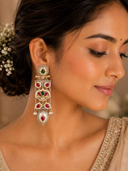Viana Jewels - Nandita Designer Pachi Drop Earrings