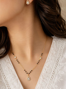 RUHA JEWELS - Forever Heart Rose Gold Silver Mangalsutra Set