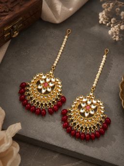SUGARFRILL - Kundan Pearl Beaded Gold Plated Maang Tikka (Pack of 2)