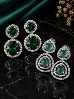 SUGARFRILL - Contemporary Ad and Cz Stone Embellished Drop Earrings (Pack of 2)