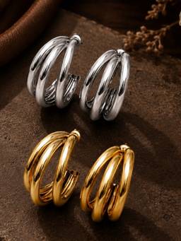 SUGARFRILL - Triple Hoop Chunky Hoop Earrings (Pack of 2)