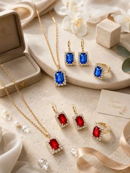 SUGARFRILL - Gold Plated Cubic Zirconia Multi-Colour Jewellery Set