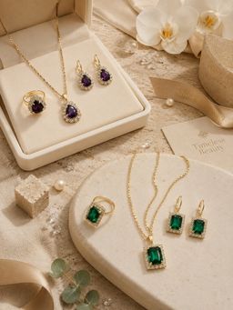 SUGARFRILL - Gold Plated Cubic Zirconia Multi-Colour Jewellery Set