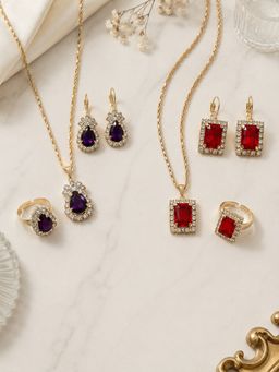 SUGARFRILL - Gold Plated Cubic Zirconia Multi-Colour Jewellery Set