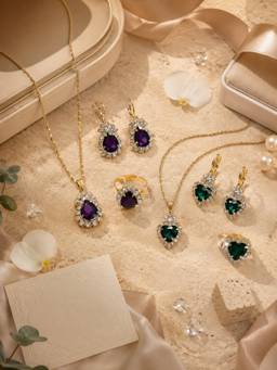 SUGARFRILL - Gold Plated Cubic Zirconia Multi-Colour Jewellery Set