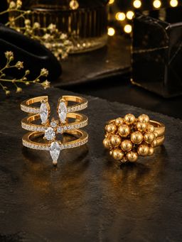 SUGARFRILL - Contemporary Stone Embellished Finger Rings (Pack of 2)