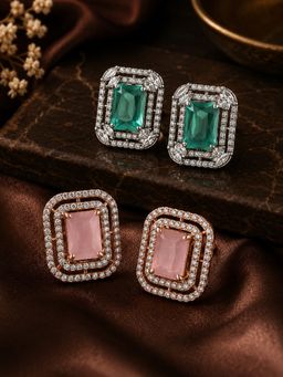 SUGARFRILL - Statement Stone Embellished Stud Earrings (Pack of 2)