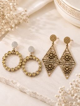SUGARFRILL - Geometric Drop and Hoop Earrings (Pack of 2)