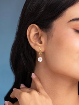 Shaya by CaratLane - Blanc Flower Earrings In 925 Silver