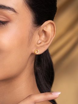 Shaya by CaratLane - Golden Crescent Earrings In Gold-Plated 925 Silver