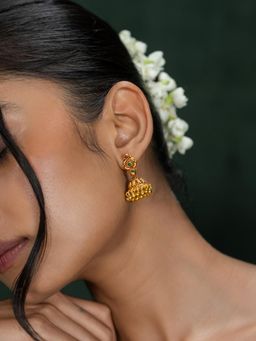 Shaya by CaratLane - Satya Jhumka Earrings In Gold Plated 925 Silver