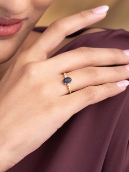 Shaya by CaratLane - Blue Flush Ring In Gold-Plated 925 Silver