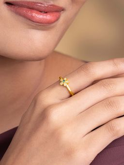 Shaya by CaratLane - Floral Ring In Gold-Plated 925 Silver