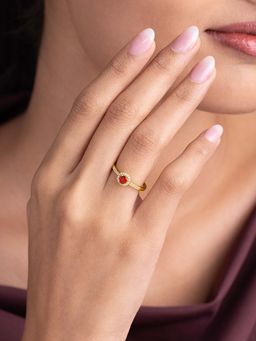 Shaya by CaratLane - Red Love Ring In Gold-Plated 925 Silver