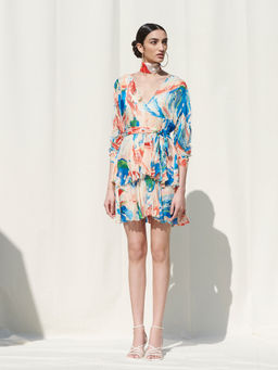 MANDIRA WIRK - Short Tiered Dress Withslip Multi-color (Set of 2)