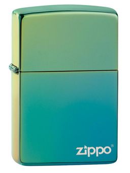 Zippo - Classic High Polish Teal Logo Windproof Pocket Lighter