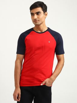 United Colors of Benetton - Men Colorblock Round Neck T-Shirt Red