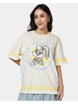 Bewakoof - Women Yellow Lola Bunny Graphic Printed Oversized T-Shirt