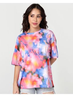 Bewakoof - Women Multi-Color All Over Printed Oversized T-Shirt